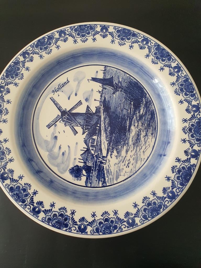 Delfts Blauw Wandbord Hollandse Molen Handgeschilderd, Ophalen of Verzenden