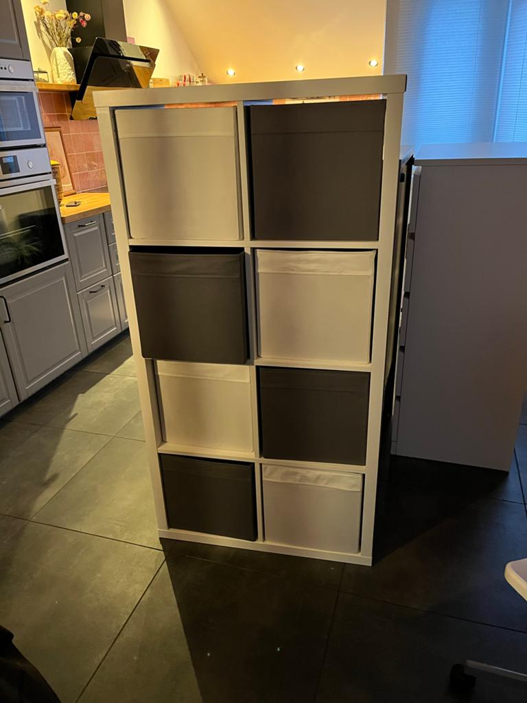IKEA Kallax Kast met 8 Vakken en Opbergboxen, Ophalen, Gebruikt