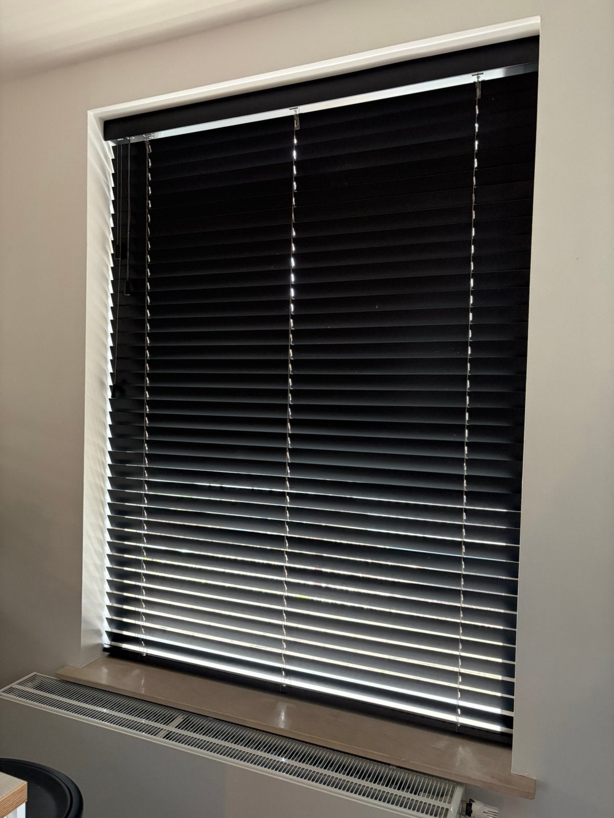 Houten luxaflex antraciet, Ophalen, Jaloezie, Gebruikt, Hout