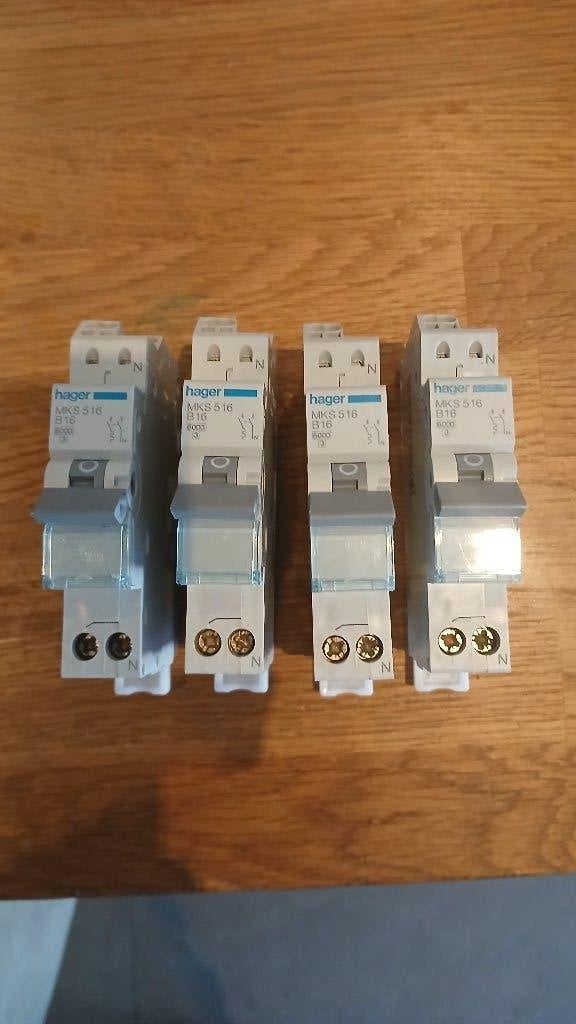 Hager automaat B16 MKS516, Doe-het-zelf en Verbouw, Ophalen of Verzenden, Zo goed als nieuw, Hager, Installatieautomaat