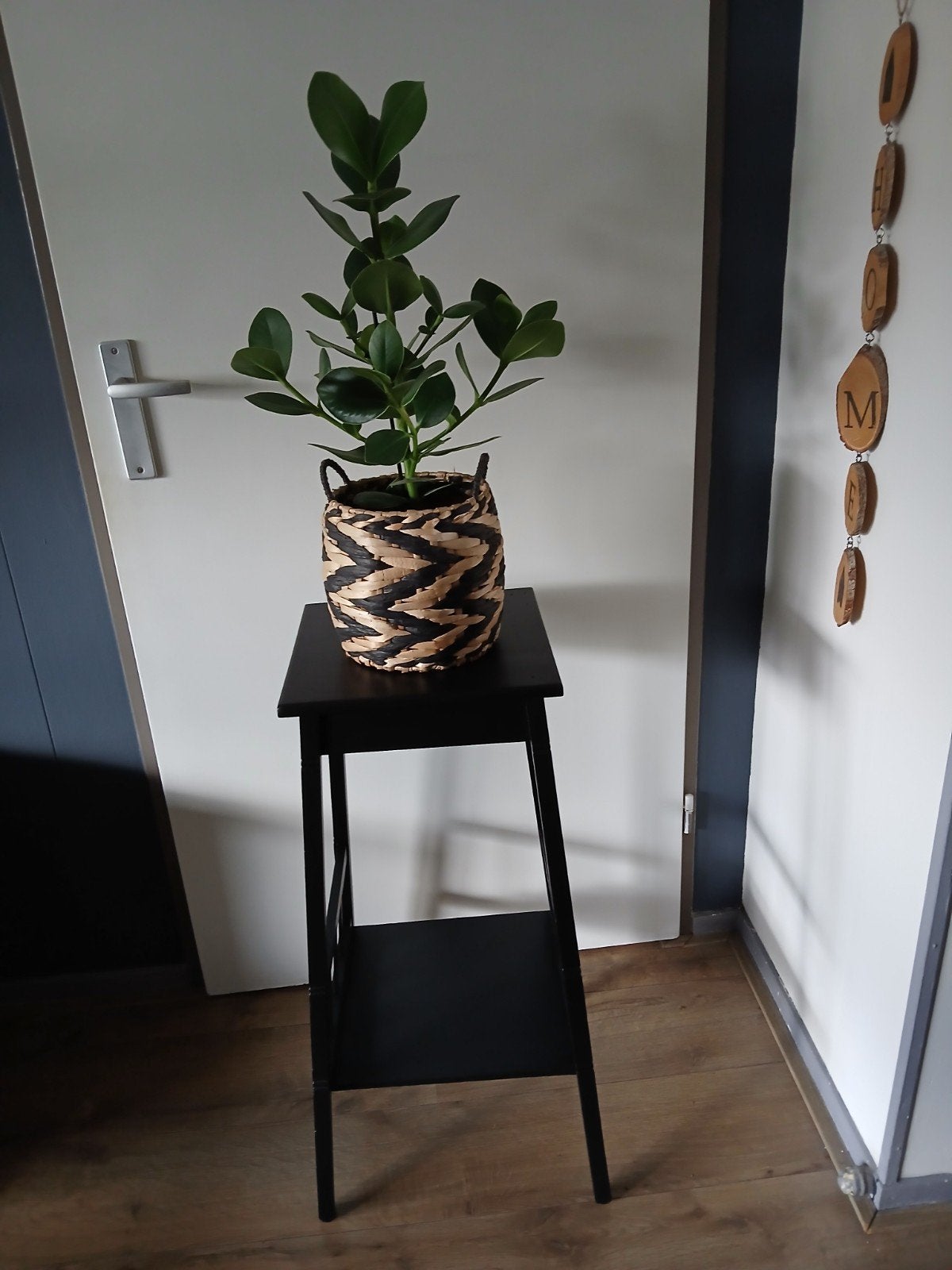zwarte plantentafel, Huis en Inrichting, Woonaccessoires | Zuilen en Pilaren, Ophalen, Zo goed als nieuw
