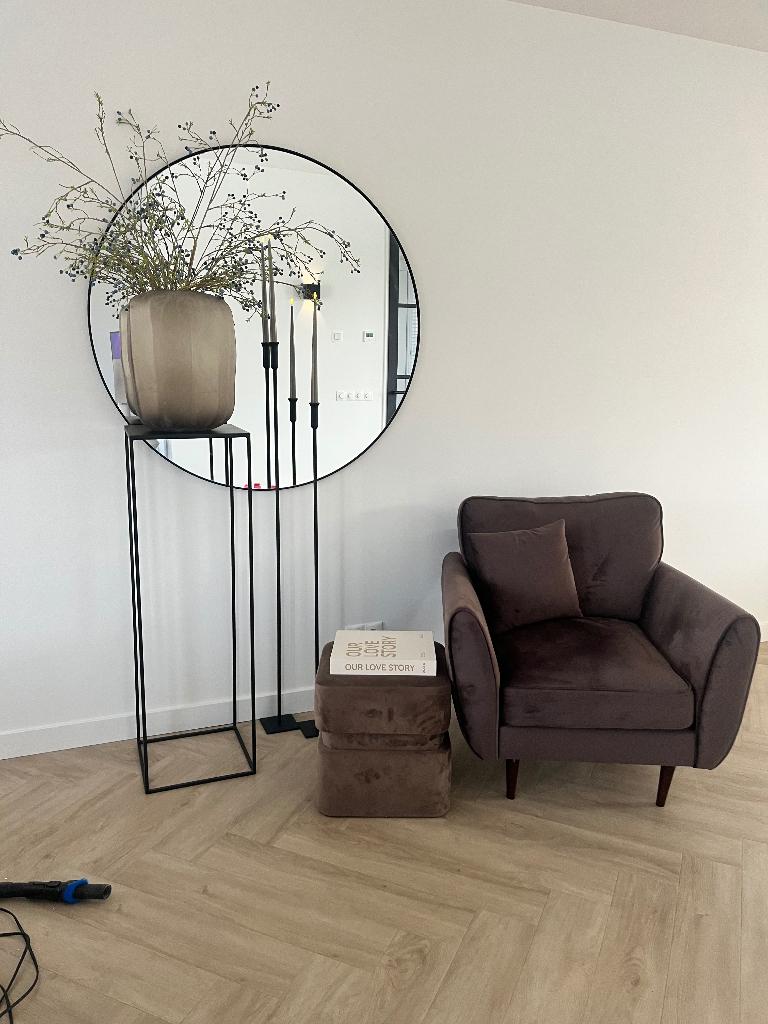 Nieuwe Bruine velvet fauteuil, Huis en Inrichting, Ophalen, Stijlvol, Nieuw, 75 tot 100 cm