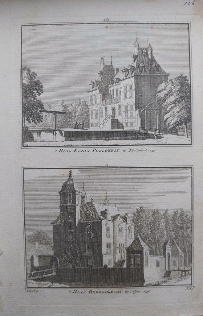 269-270 /Berendrecht Kouderkerk het Kasteel  Kopergravure, Ophalen of Verzenden