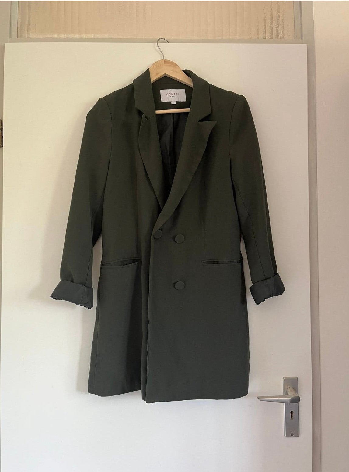 Donkergroene / olijf nette lange blazer maat 36/S Costes, Ophalen of Verzenden, Zo goed als nieuw, Jasje, Maat 36 (S)