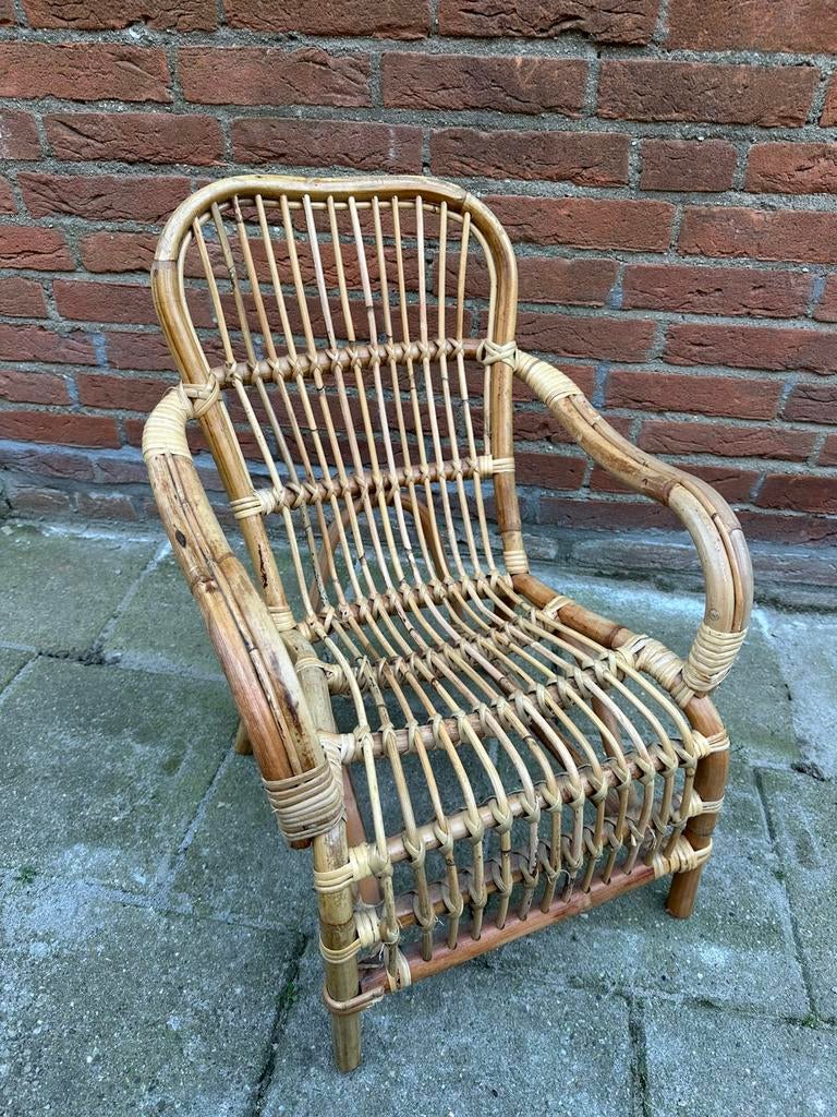 Rotan kinderstoel stoel - riet - retro vintage, Tuin en Terras, Ophalen of Verzenden, Zo goed als nieuw, Rotan