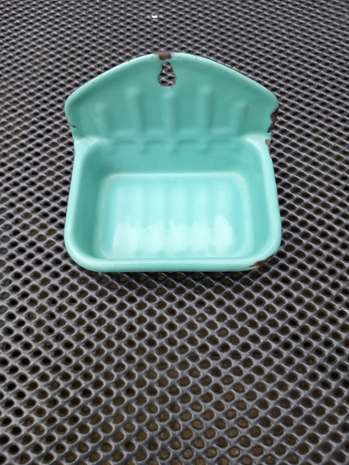 Turquoise blauw emaille zeepbakje, Ophalen of Verzenden