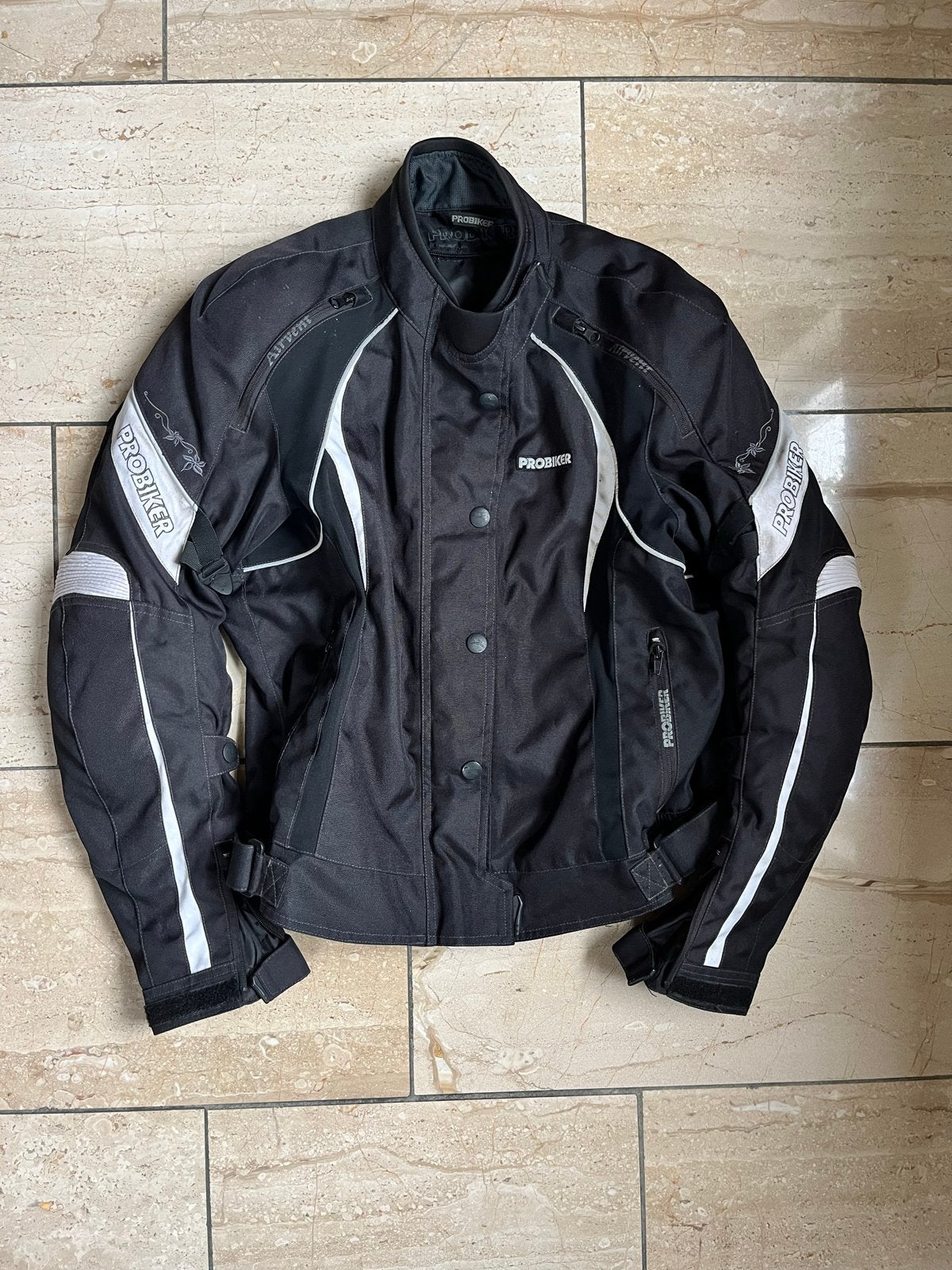 Probiker motorjas textiel zwart/wit, maat 46, Motoren, Ophalen, Tweedehands, Dames, Jas | textiel