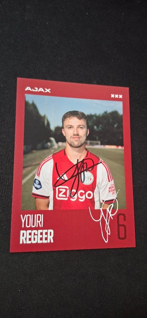 Spelerskaart met handtekening; Youri Regeer # Ajax, Ophalen of Verzenden, Nieuw, Ajax, Spelerskaart