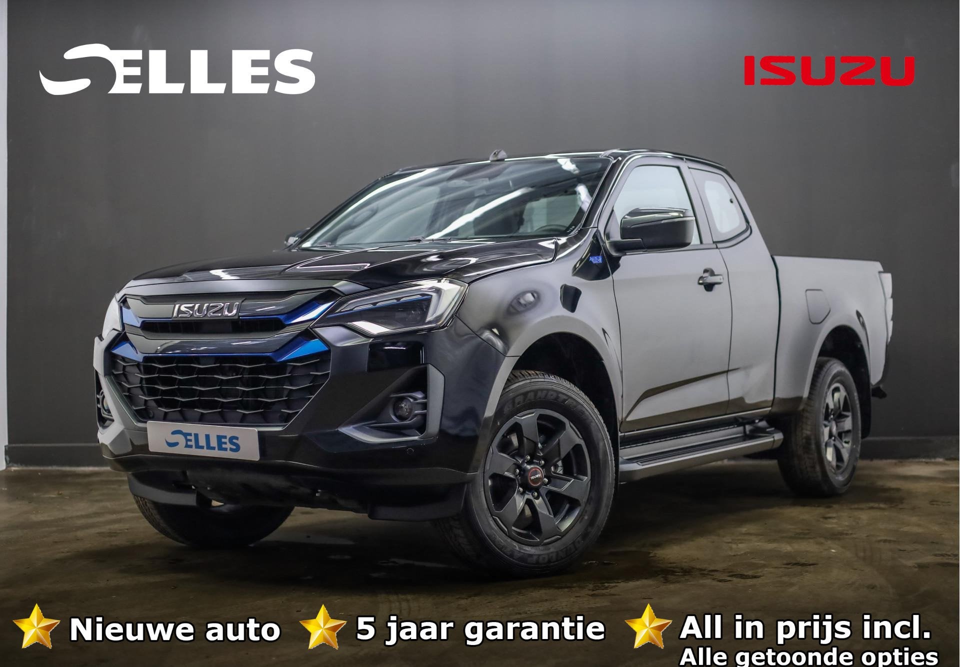 Isuzu D-MAX EV EXTENDED CAB 4WD LSX AT, Auto's, Automaat, Automatische klimaatregeling, Zwart, 2305 kg