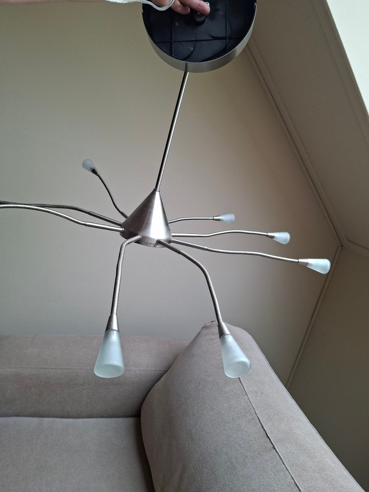 IKEA Plafondlamp met 8 Buigbare Armen, Ophalen, Modern, Flexibel, Gebruikt, Overige fittingen