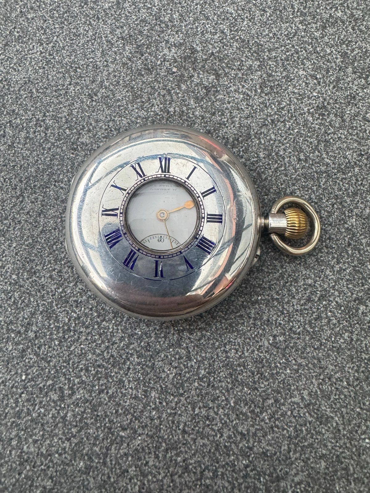 Lopend half hunter zakhorloge zilver (925) S. Smith & Son, Ophalen of Verzenden