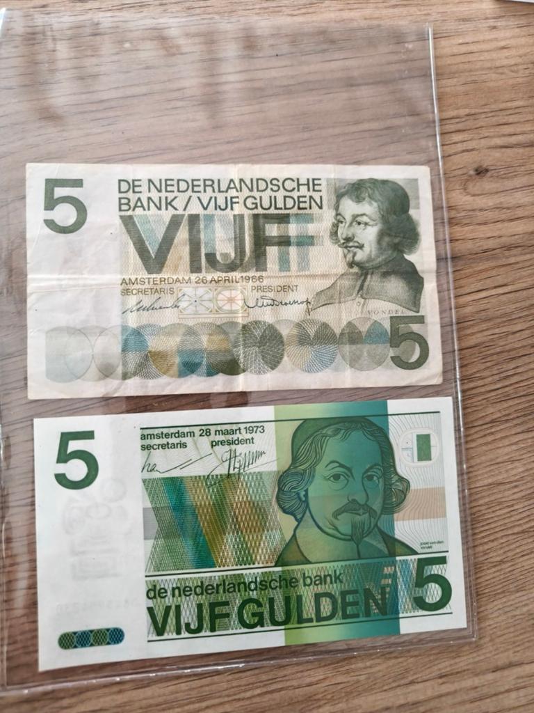 2 x bankbiljet van 5 gulden, Postzegels en Munten, Bankbiljetten | Nederland, Ophalen of Verzenden, 5 gulden
