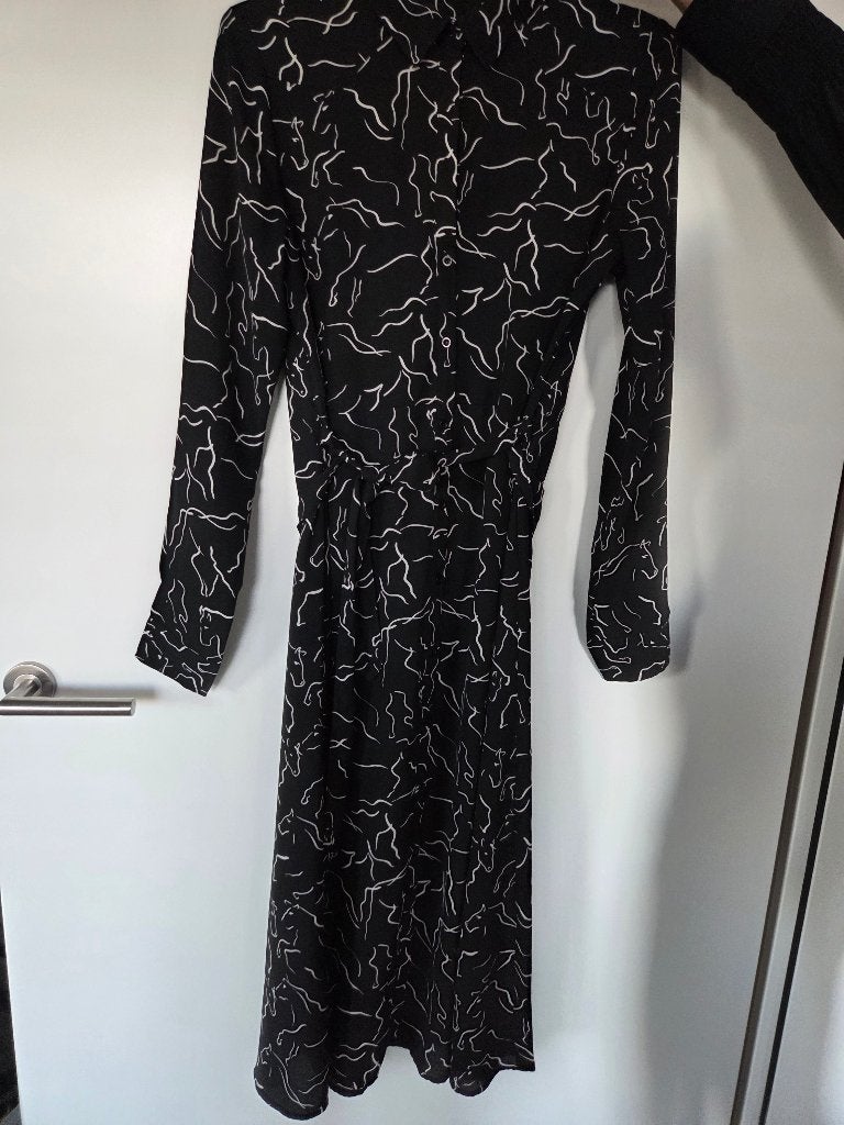 Costes zwarte middellange jurk met paardenprint maat 36, Zwart, Nieuw, Ophalen of Verzenden, Costes