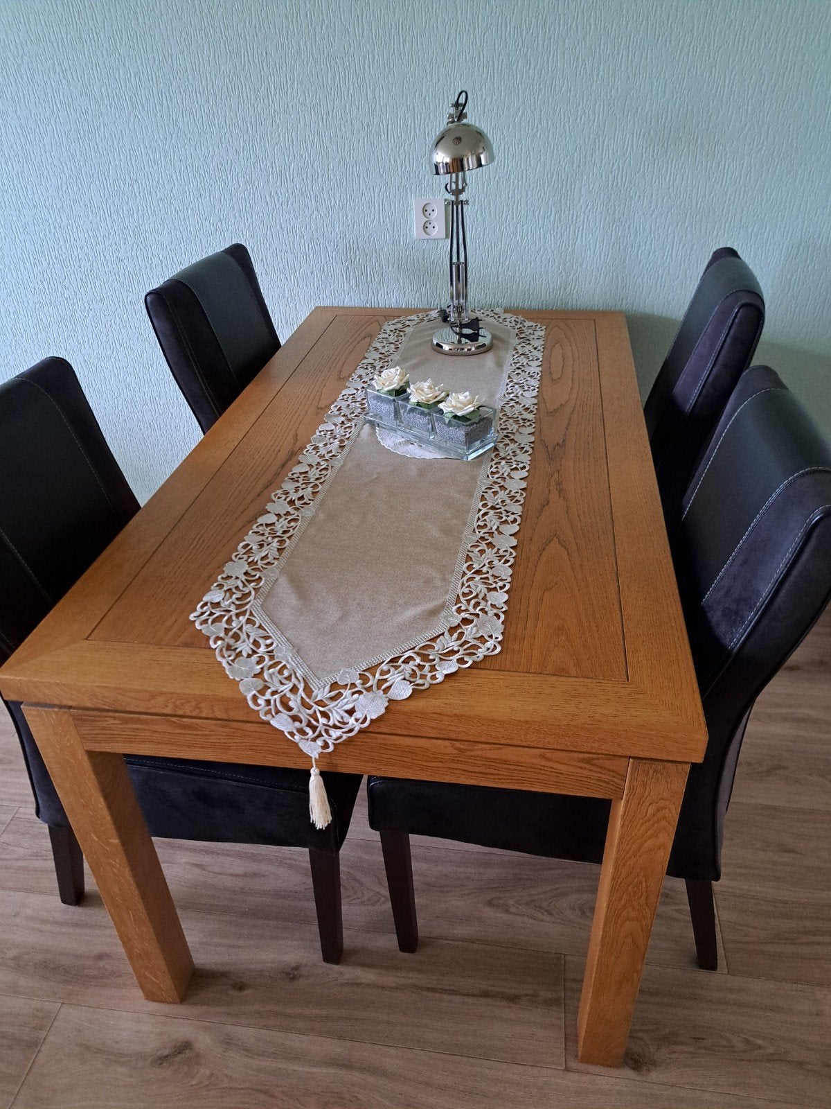 Massief houten tafel (158x86 cm)., Ophalen, Eikenhout, 50 tot 100 cm, Zo goed als nieuw