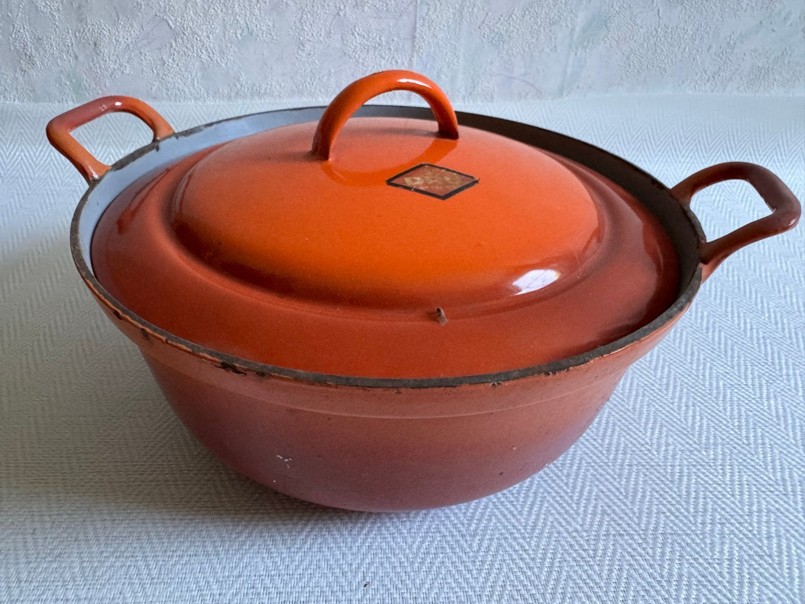 Vintage geëmailleerde gietijzeren pan - Oranje, Ophalen