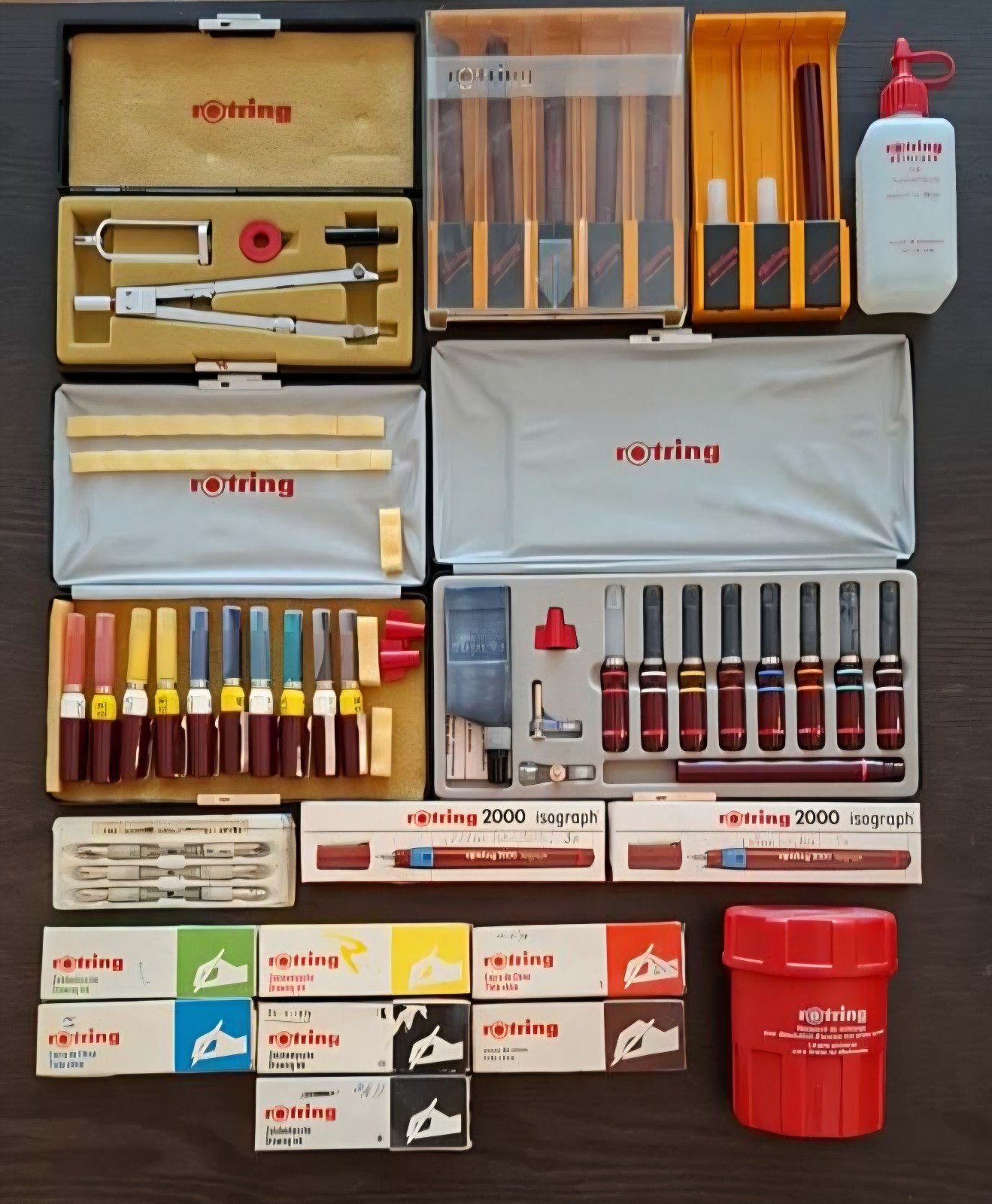 Grote partij vintage rOtring tekenapparatuur, Hobby en Vrije tijd, Tekenen, Ophalen, Gebruikt, Overige typen