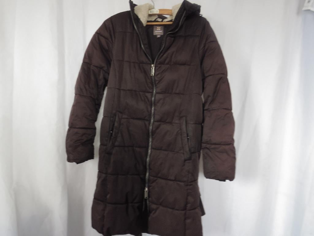 d. bruine lange puffer jas mt 38 Manor, Kleding | Dames, Jassen | Winter, Maat 38/40 (M), Bruin, Ophalen of Verzenden, Zo goed als nieuw