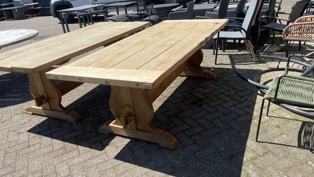 Massief eiken tuintafel b keus, Ophalen, Zo goed als nieuw, Rechthoekig, Hout