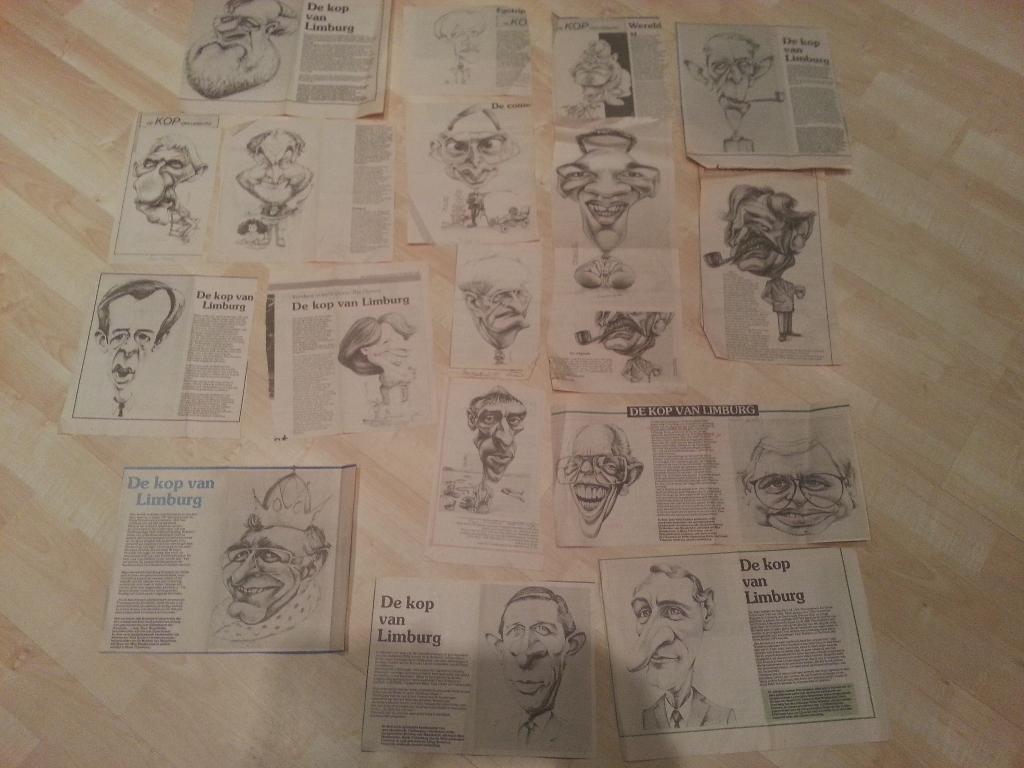 17 krantenknipsels van karikatuur tekeningen, Ophalen of Verzenden, 1980 tot heden, Nederland, Knipsel(s)