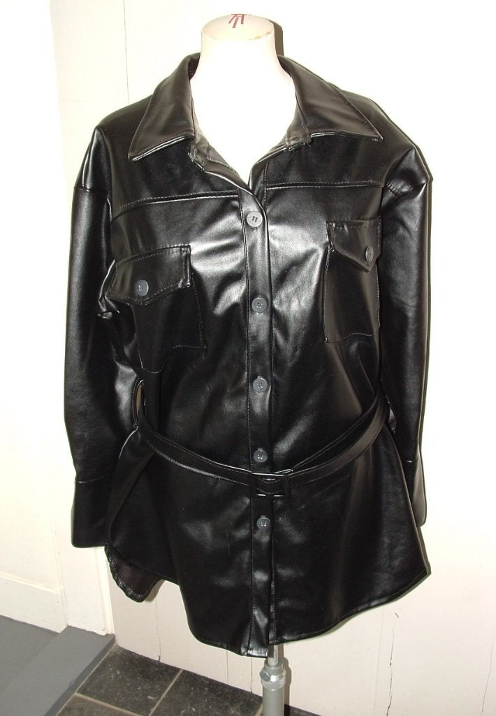 L'Olive Verte blouse vegan leather shacket maat S 36/38, Ophalen of Verzenden, Zo goed als nieuw, Jasje, Maat 36 (S)