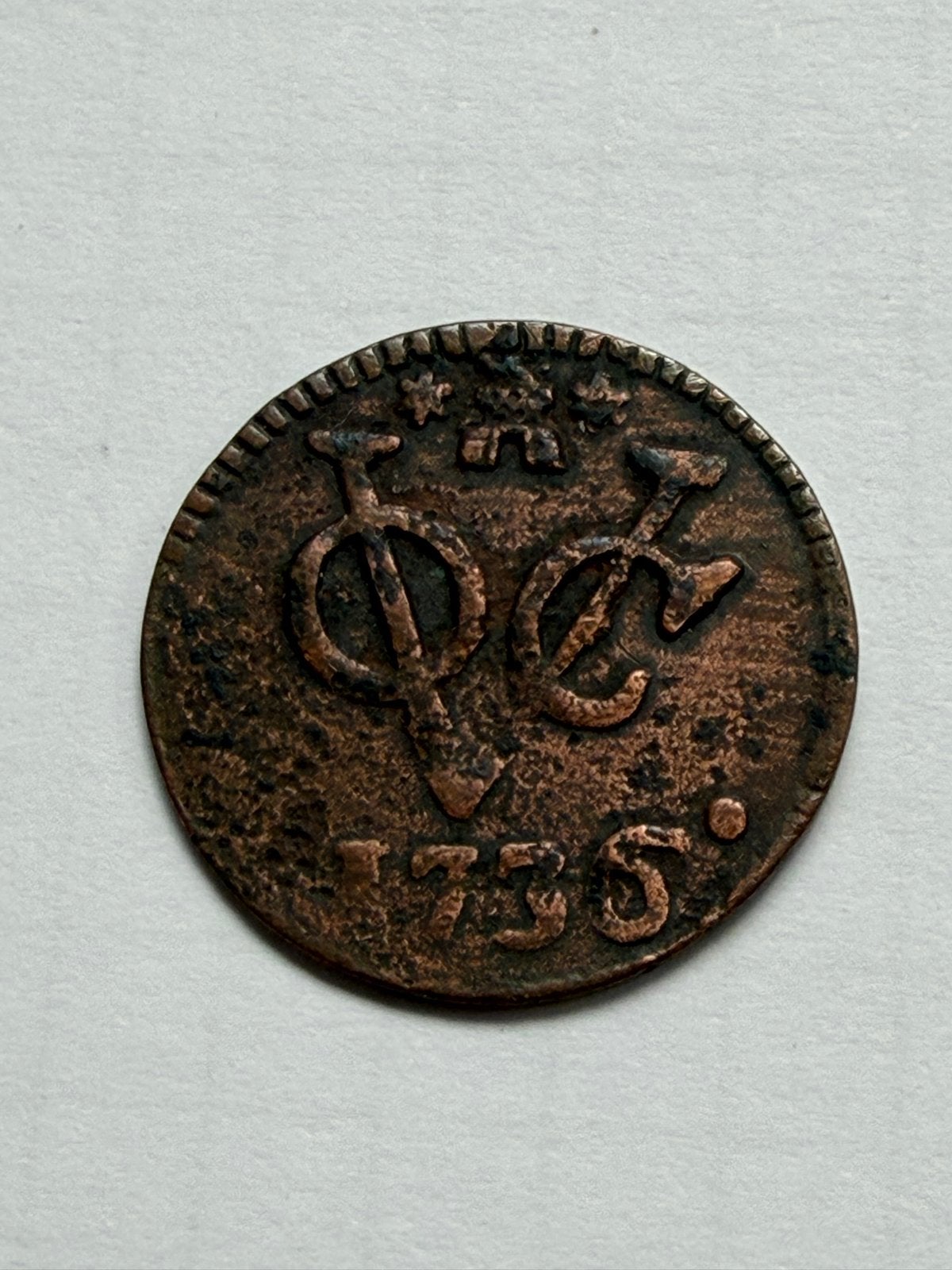 VOC Duit 1736 over 35 overslag  - Zeeland, Ophalen of Verzenden, Vóór koninkrijk, Overige waardes, Losse munt