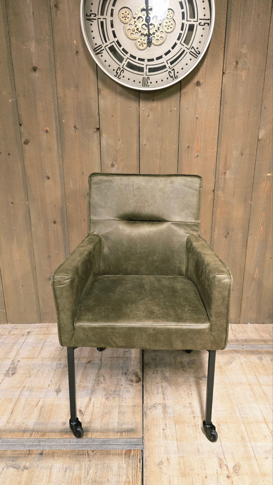 Mooie Groene Fauteuils Bull Leer Nieuw!, Minder dan 75 cm, Nieuw, Ophalen of Verzenden, Leer