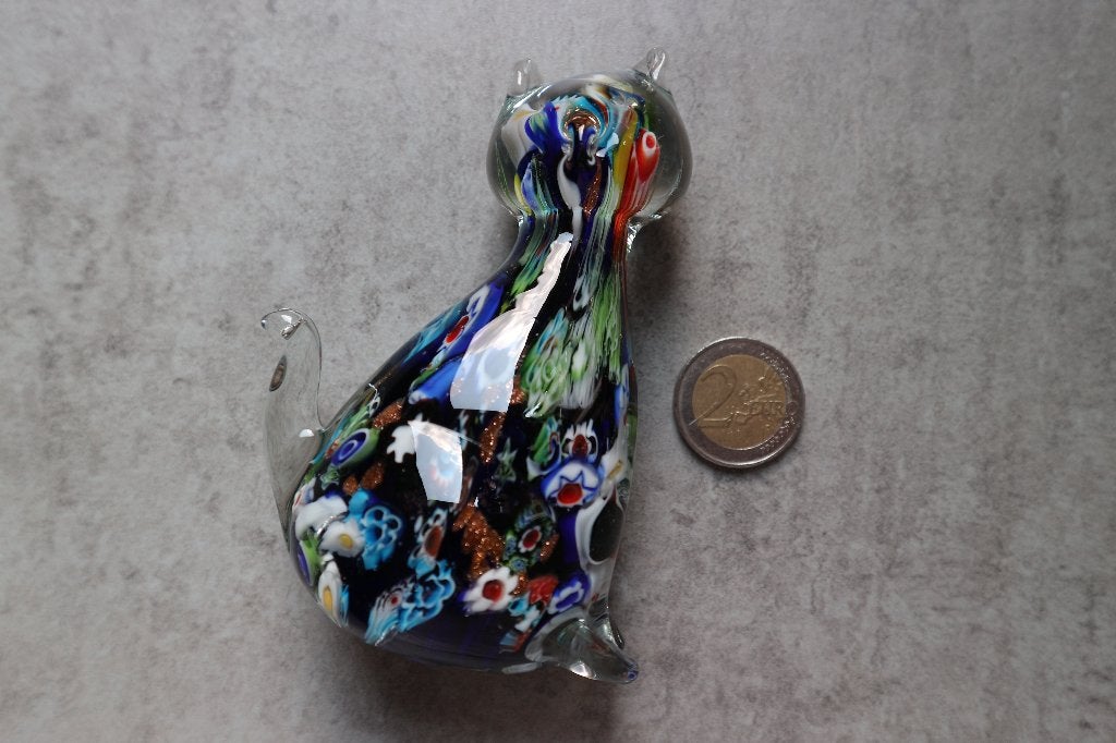 Glazen kat Murano Millefiori, Ophalen of Verzenden, Zo goed als nieuw, Dier