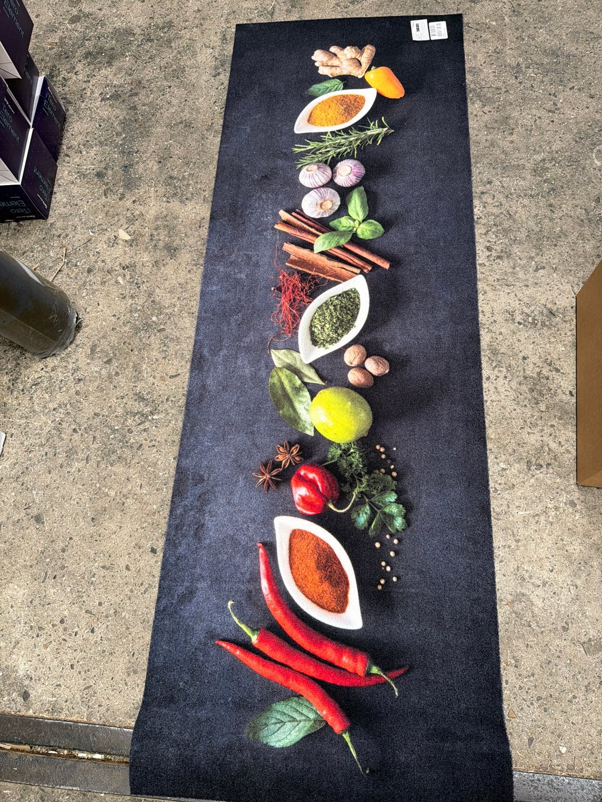 Vloerkleed Keukenmat Kruiden Design 180x60cm, Zwart, Nieuw, Nvt, 150 tot 200 cm