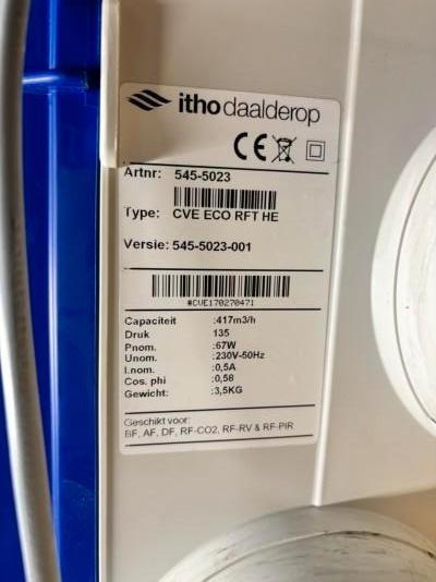 8 stuks Itho Daalderop ventilatiebox (type: CVE ECO RFT HE), Doe-het-zelf en Verbouw, Ventilatie en Afzuiging, Ophalen of Verzenden
