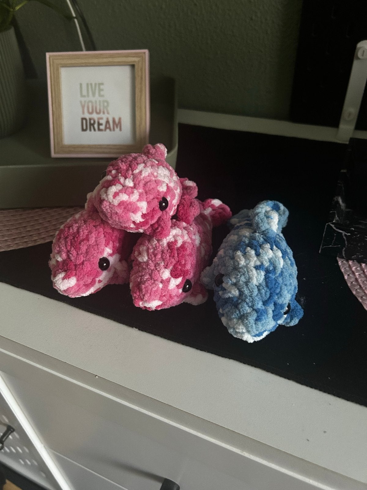 Gehaakte dolfijnen - Roze en Blauw, Overige typen, Nieuw, Meerkleurig, Klein (minder dan 20 cm)