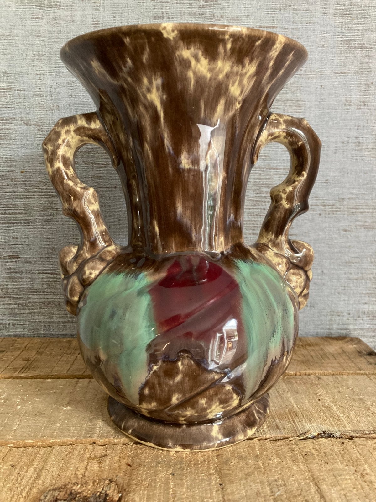 West Germany Jasba keramiek vaas, drip glaze techniek 538/22, Ophalen of Verzenden