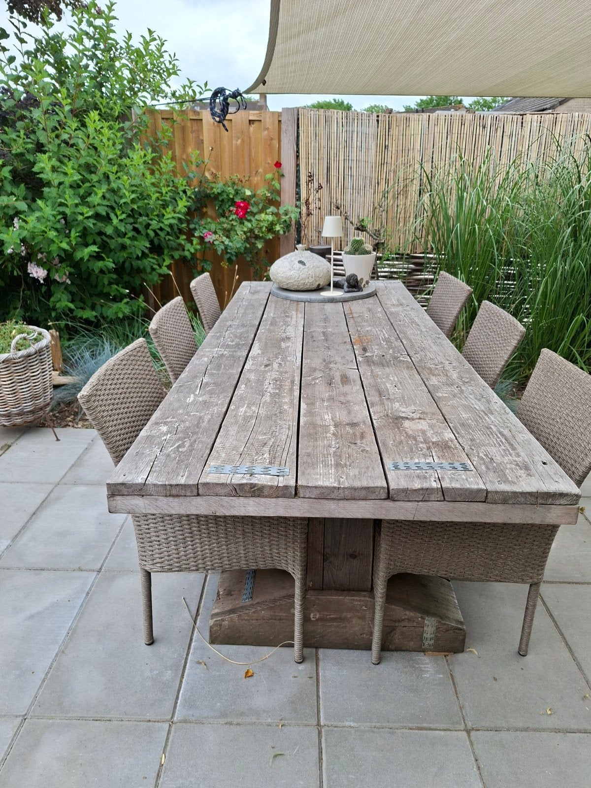 Robuuste houten tuintafel 2.50m x 1.00m, Tuin en Terras, Tuintafels, Ophalen, Gebruikt, Rechthoekig, Hout