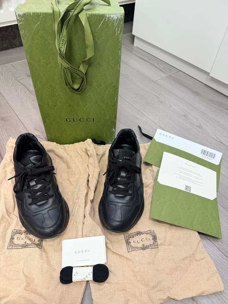 Gucci sneakers zwart rhyton maat 38.5, Ophalen of Verzenden, Zo goed als nieuw, Zwart, Sneakers of Gympen