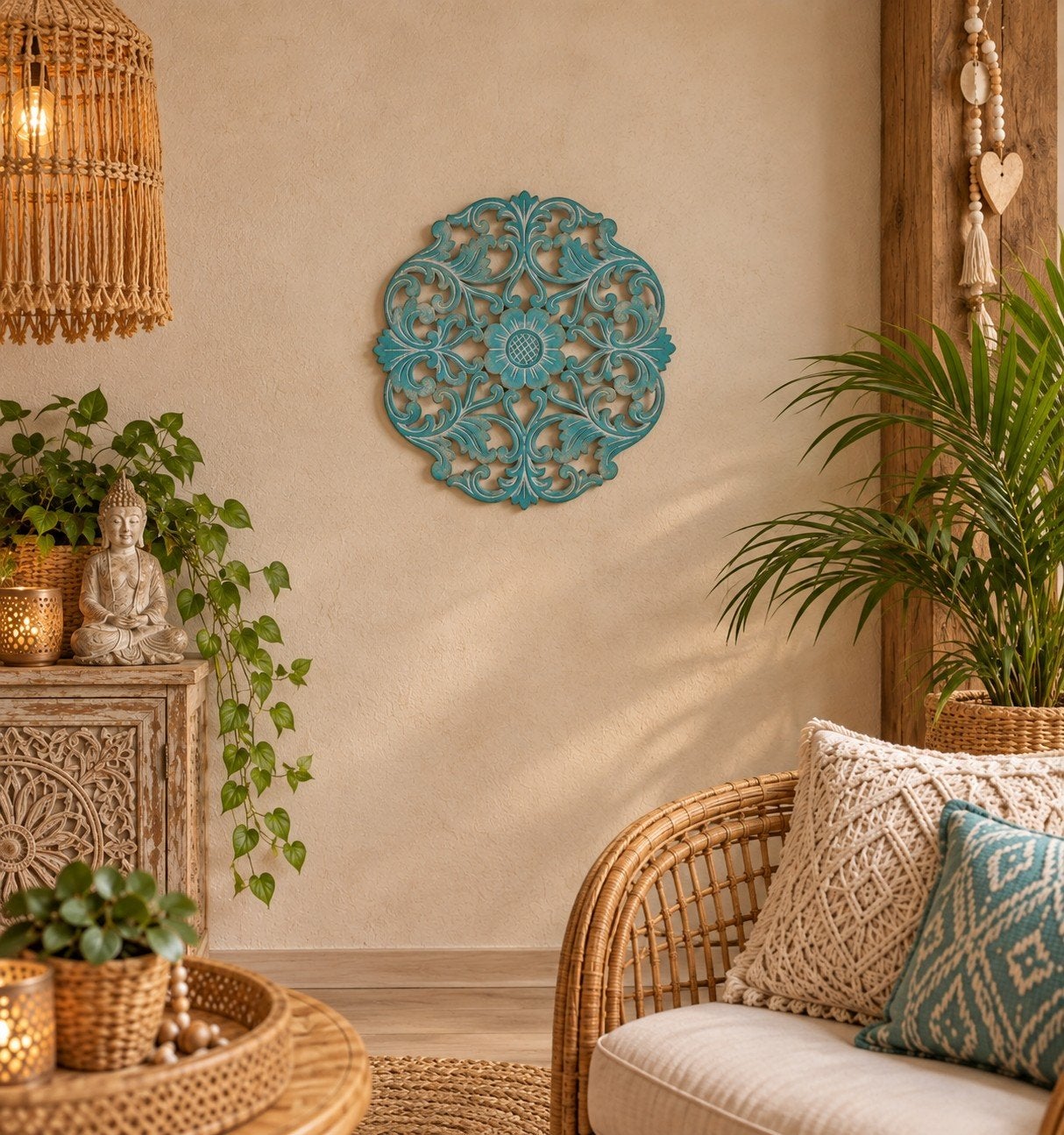 bali stijl wandhanger, Huis en Inrichting, Nieuw, Ophalen of Verzenden, Natuurlijk materiaal, Nvt