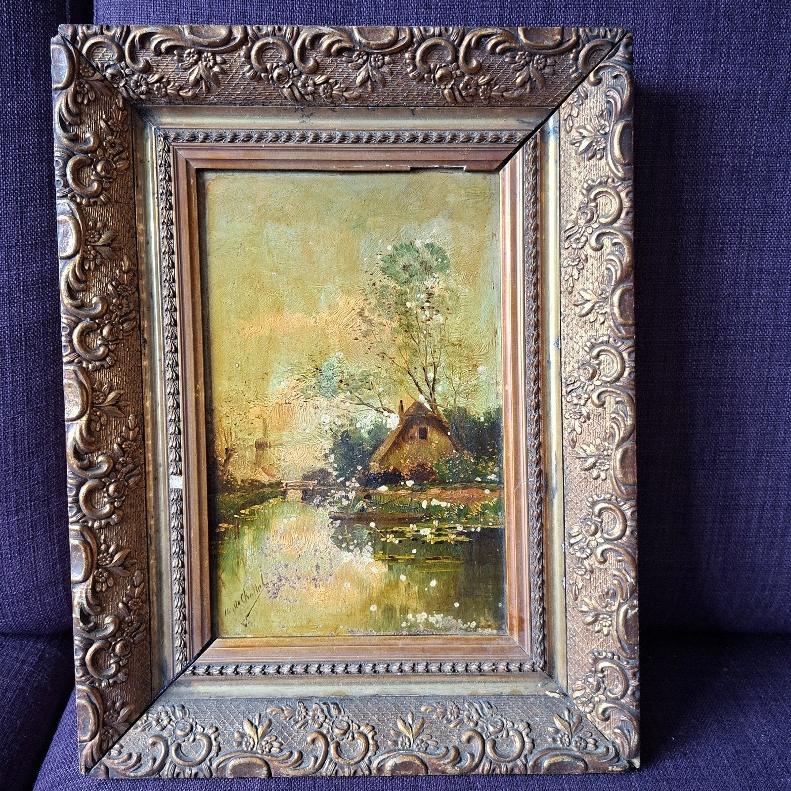 Oud Hollands Landschap Schilderij - FJ van Rossum dus Chatte, Antiek en Kunst, Ophalen