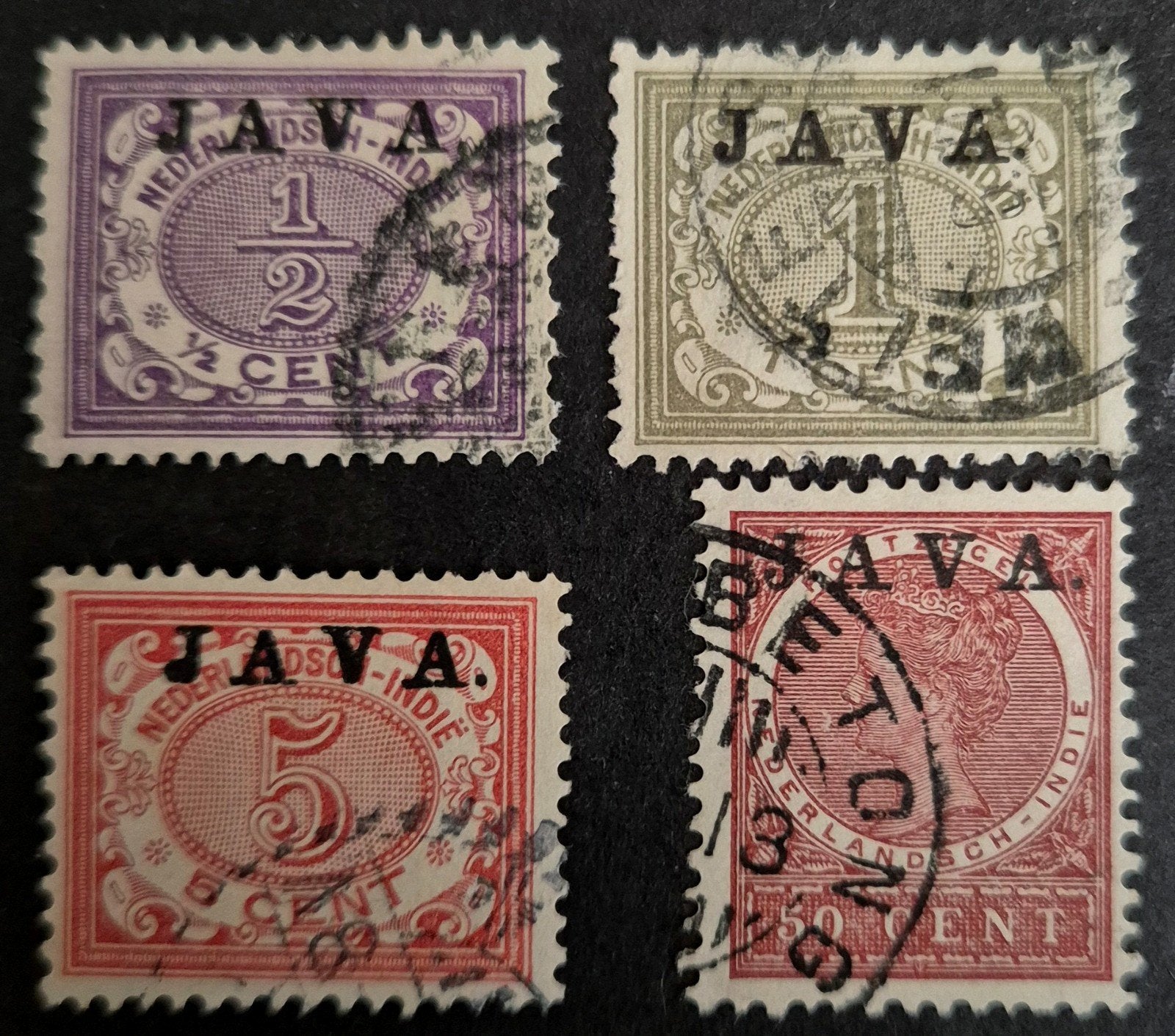 NVPH 63a,64a,68a,78a kavel Java hoogstaand., Postzegels en Munten, Ophalen of Verzenden, Gestempeld, Nederlands-Indië