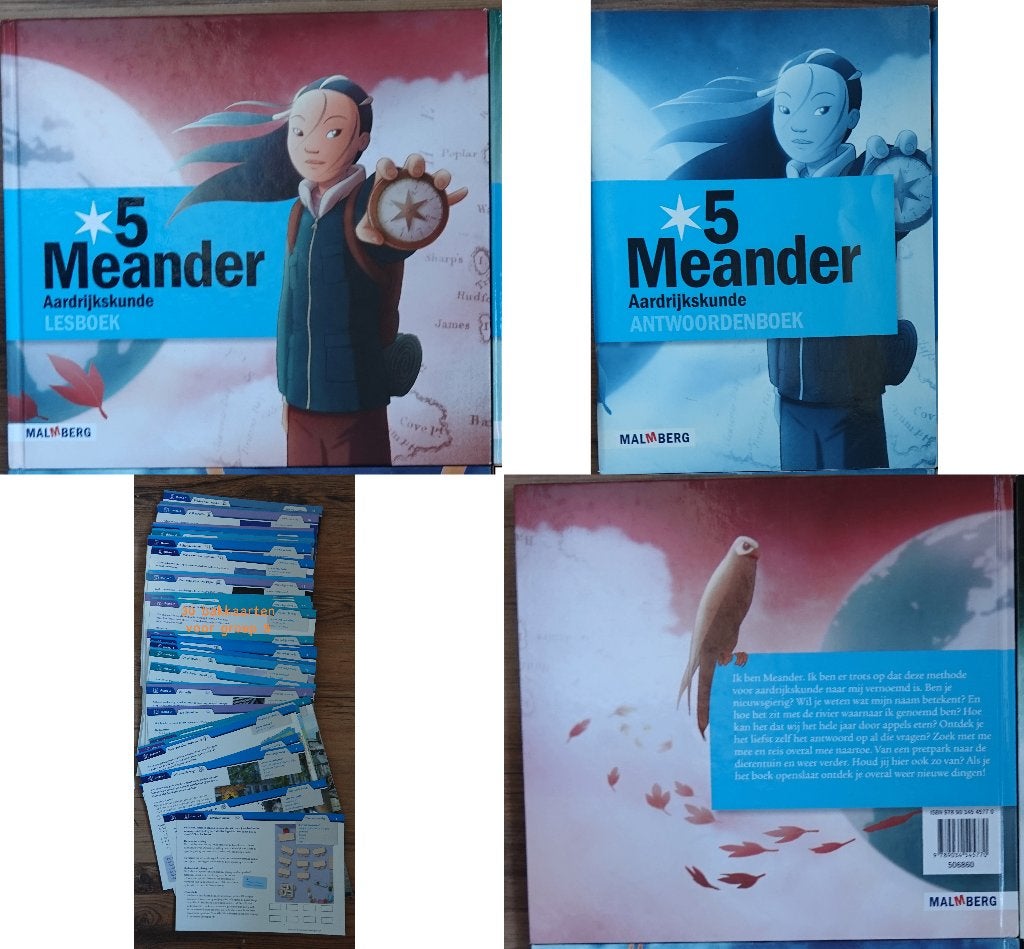 Meander aardrijkskunde G5: les- & antw.boek + 30 kaarten, Malmberg, Ophalen of Verzenden, Overige niveaus, Aardrijkskunde