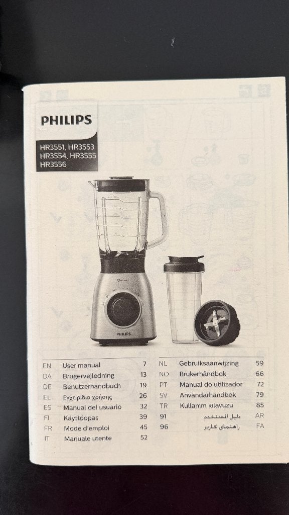 Philips HR3554 Blender, Ophalen of Verzenden, Zo goed als nieuw, Blender