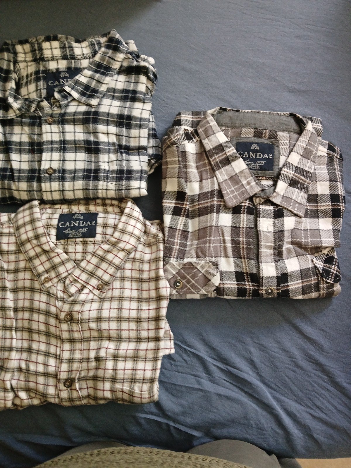 3 flanellen overhemden 3 x XL mt 47-48, Ophalen of Verzenden, Nieuw, Overige kleuren, Overige halswijdtes