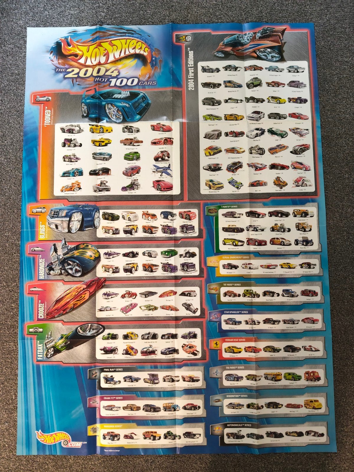 Hot Wheels 2004 Hot 100 Cars Poster, Hobby en Vrije tijd, Ophalen of Verzenden, Gebruikt, Overige typen, Hot Wheels