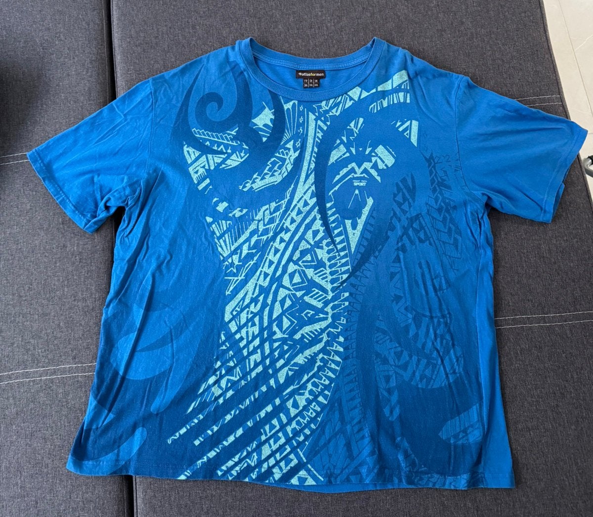 Heren t-shirt 3xl blauw met Maori print xxxl, Ophalen of Verzenden, Gedragen, Overige maten, Blauw