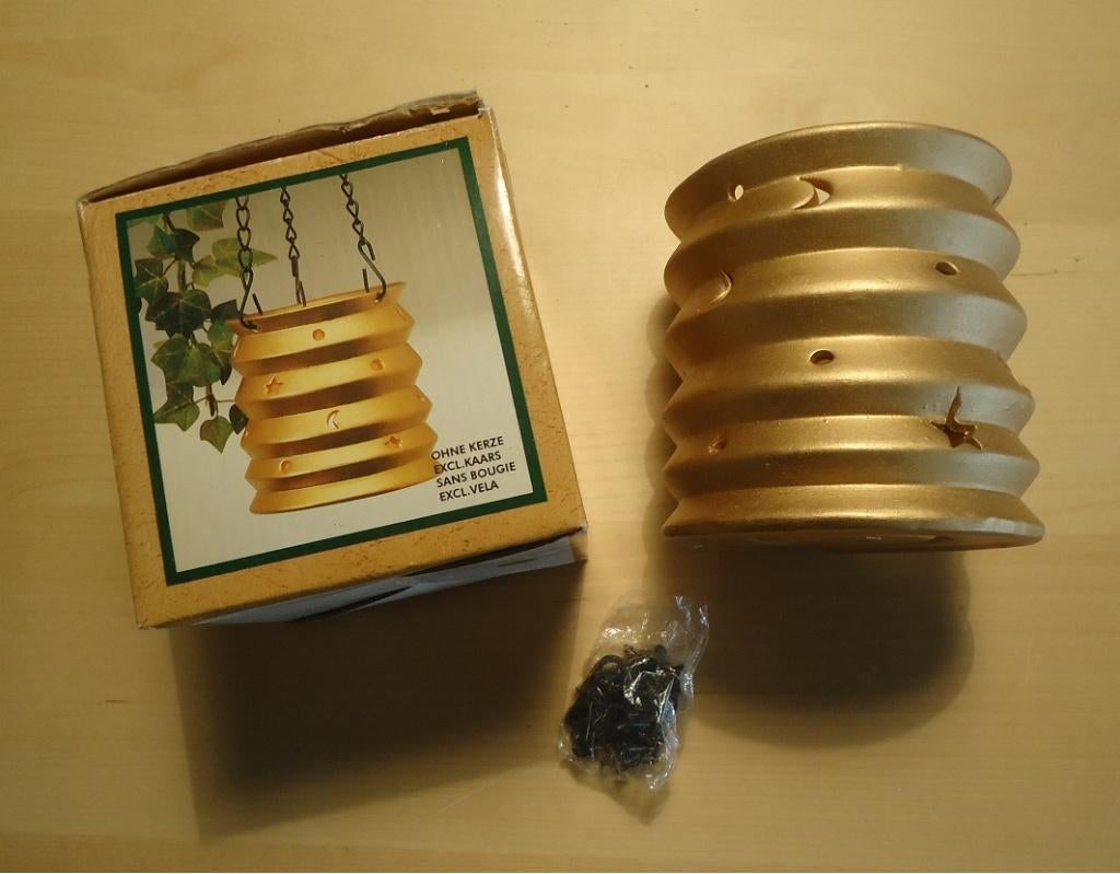 Kerst: Nieuw goudkleurig aardewerk windlicht (doorsnee 9 cm), Diversen, Kerst, Ophalen of Verzenden, Nieuw