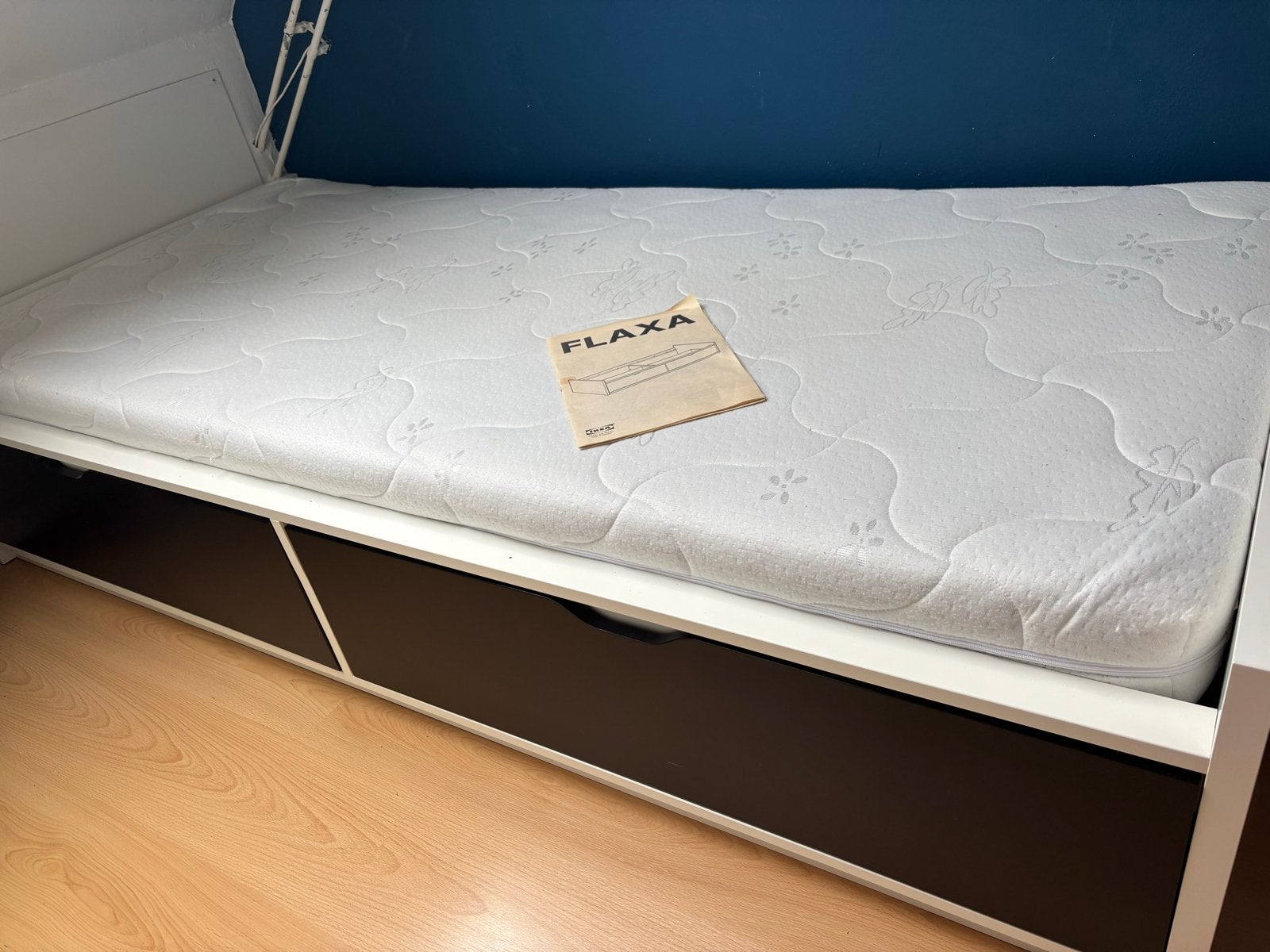 Ikea Flaxa bed 90x200 met lades, Ophalen, Gebruikt, 90 cm, Eenpersoons