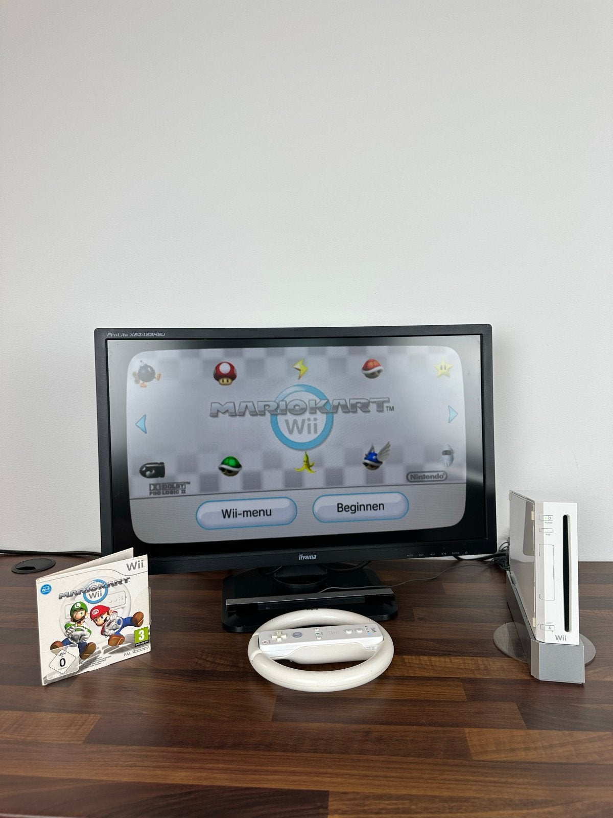 Nintendo Wii met Mario Kart, stuur en controller – getest, Ophalen of Verzenden, Gebruikt, Met 1 controller, Met games