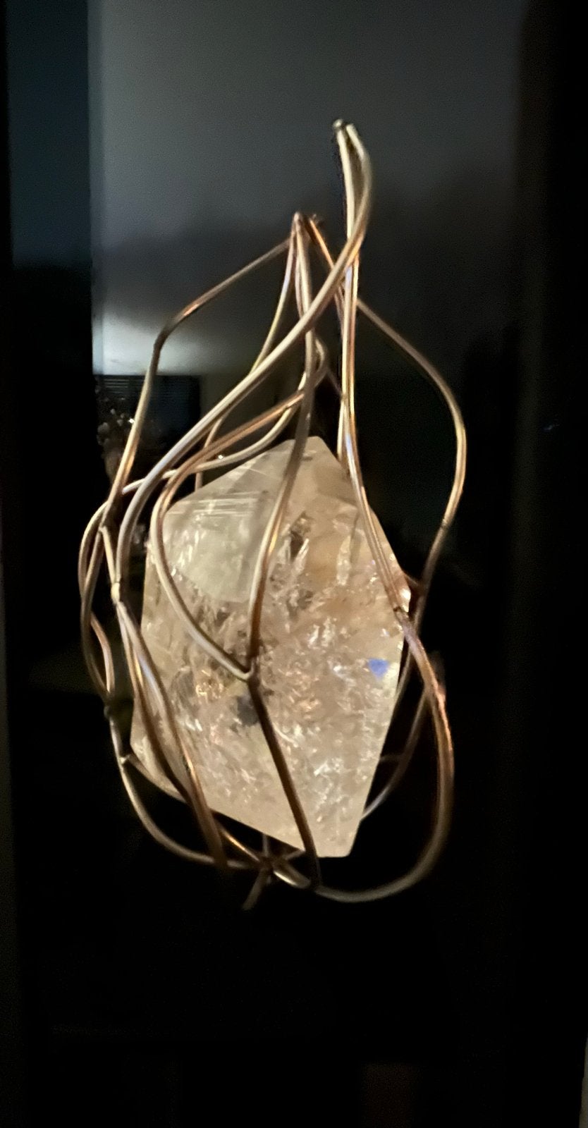 Bergkristal in RVS Vlam op Sokkel - 135 cm Hoog, Ophalen, Mineraal