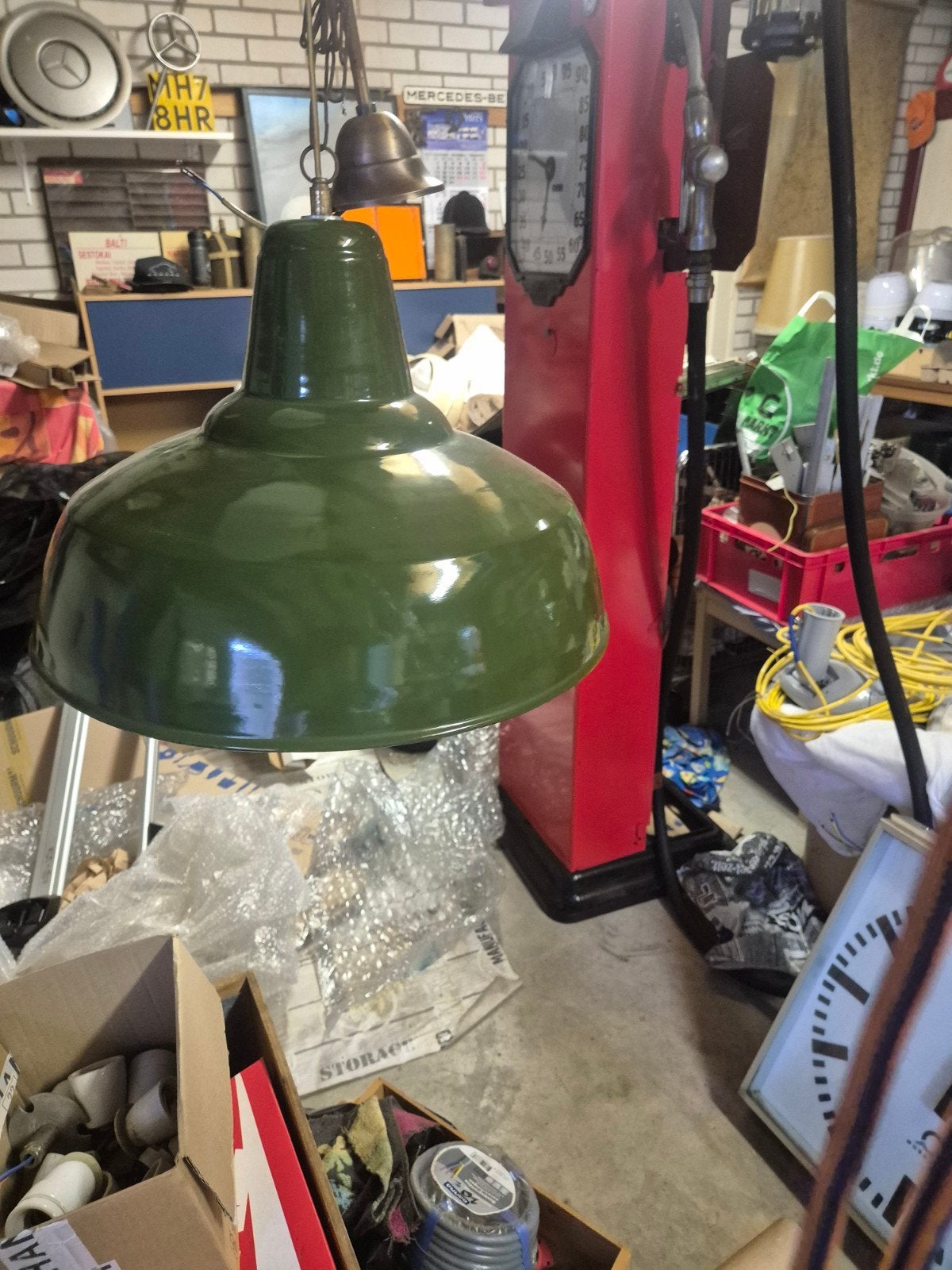 Set 2 x Hanglamp stallamp buitenlamp lamp compleet emaille, Ophalen, Zo goed als nieuw, Metaal, Minder dan 50 cm