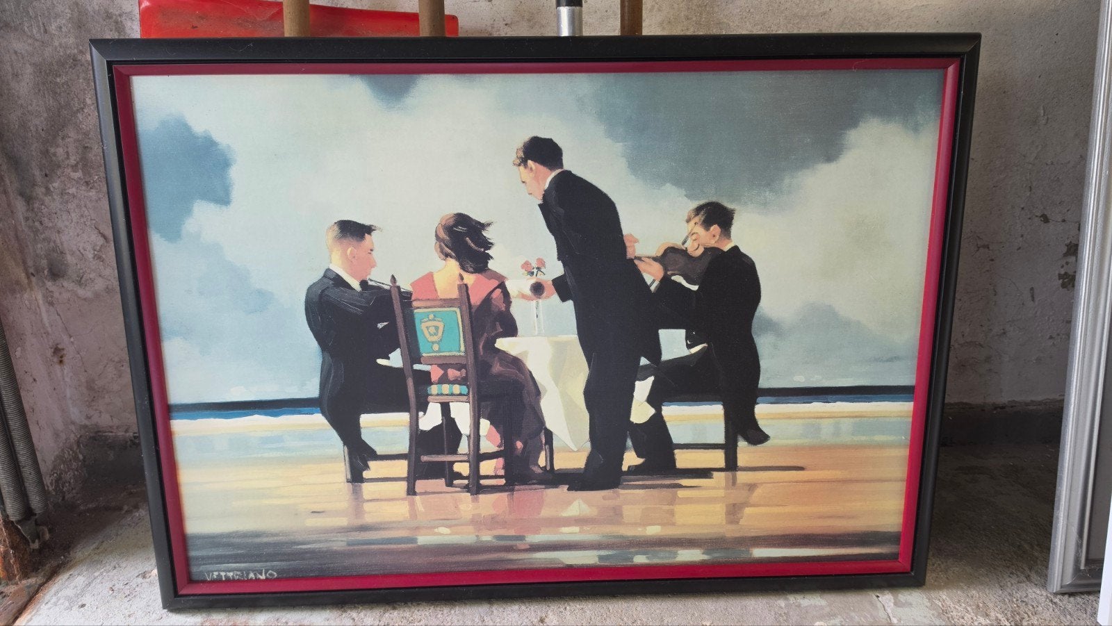 Reproductie 'Elegy for the Dead Admiral' van Jack Vettriano, Antiek en Kunst, Ophalen, Figuren, Hout, Print