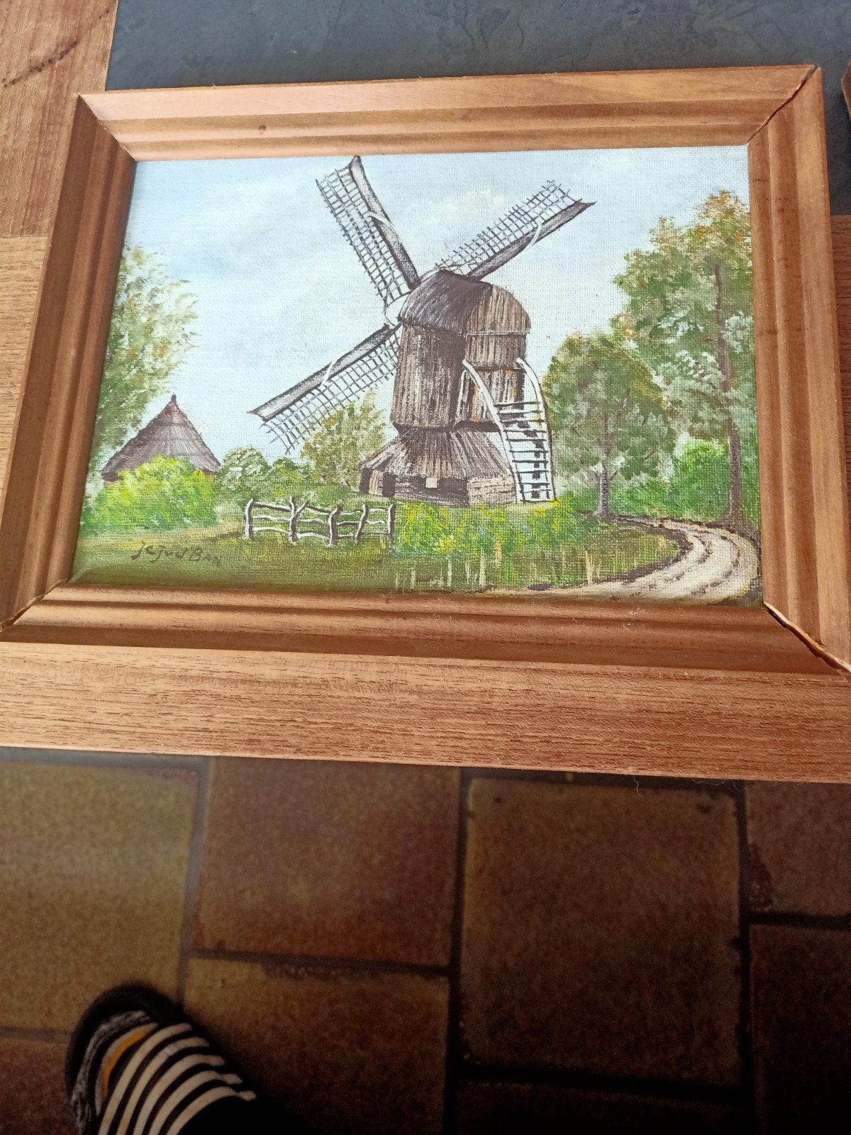 schilderij landgoed molen, Ophalen of Verzenden, Gesigneerd
