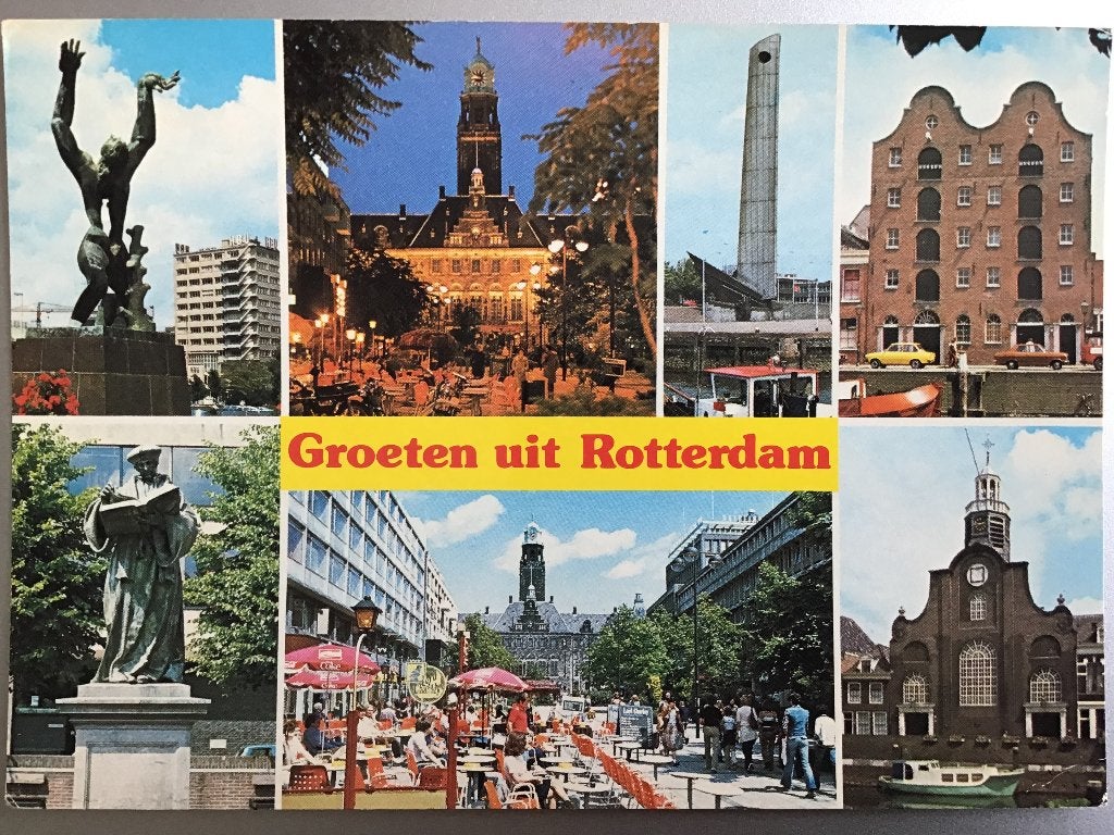 Ansichtkaart 7 luik Groeten uit Rotterdam - Gelopen 1984, Ophalen of Verzenden, 1980 tot heden, Gelopen, Zuid-Holland