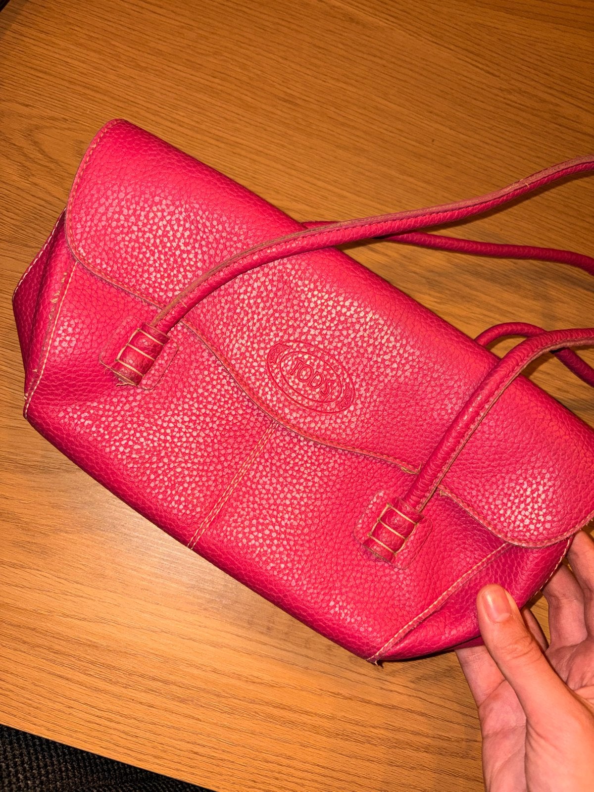 Tod’s handbag echt leer, Ophalen of Verzenden, Gebruikt, Roze, Handtas